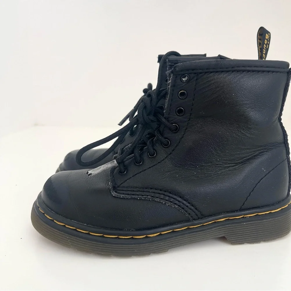 Dr. Martens 1460T Black Combat Side Zip 8-Eye Chunky Lace Up Moto Boots Size 10